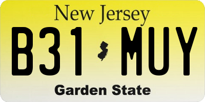 NJ license plate B31MUY