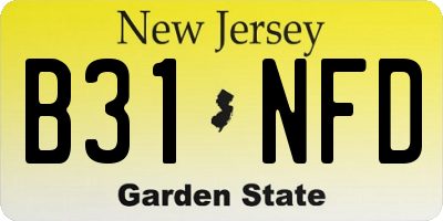 NJ license plate B31NFD