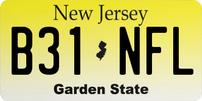 NJ license plate B31NFL