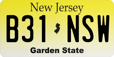 NJ license plate B31NSW