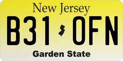 NJ license plate B31OFN