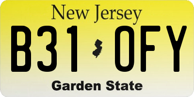 NJ license plate B31OFY