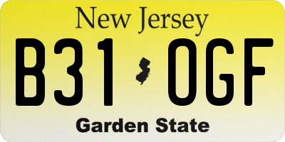 NJ license plate B31OGF
