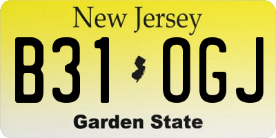 NJ license plate B31OGJ