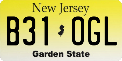NJ license plate B31OGL