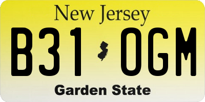 NJ license plate B31OGM