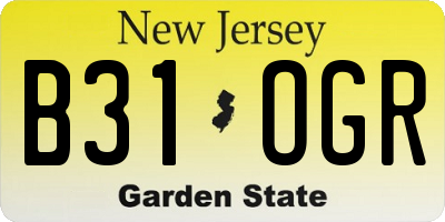 NJ license plate B31OGR
