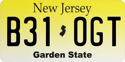 NJ license plate B31OGT
