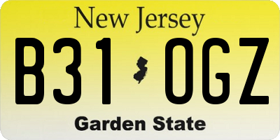 NJ license plate B31OGZ