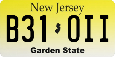 NJ license plate B31OII