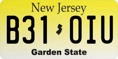 NJ license plate B31OIU
