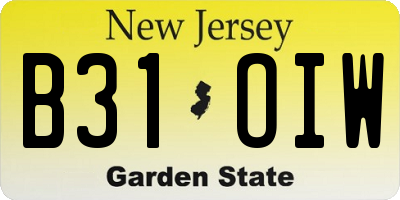 NJ license plate B31OIW