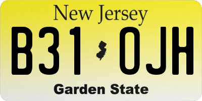 NJ license plate B31OJH