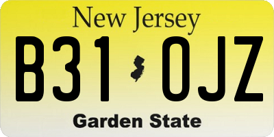 NJ license plate B31OJZ