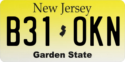 NJ license plate B31OKN