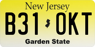 NJ license plate B31OKT