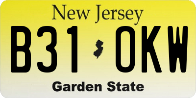 NJ license plate B31OKW