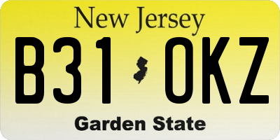 NJ license plate B31OKZ