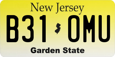 NJ license plate B31OMU