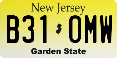 NJ license plate B31OMW