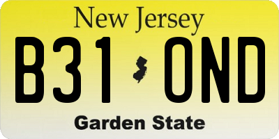 NJ license plate B31OND