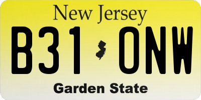 NJ license plate B31ONW