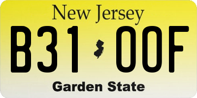 NJ license plate B31OOF