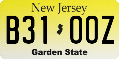NJ license plate B31OOZ