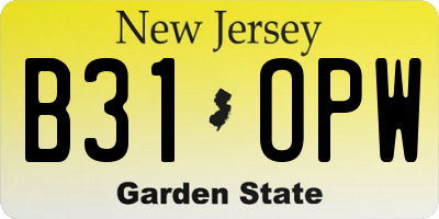 NJ license plate B31OPW