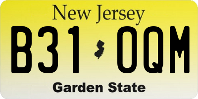 NJ license plate B31OQM