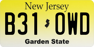 NJ license plate B31OWD