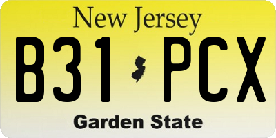 NJ license plate B31PCX