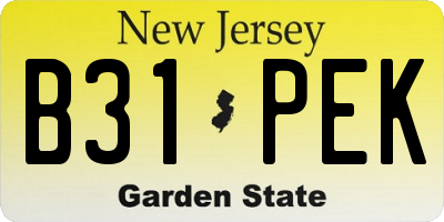 NJ license plate B31PEK