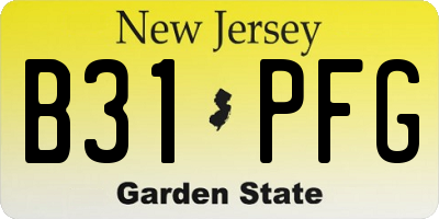 NJ license plate B31PFG