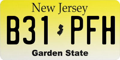NJ license plate B31PFH