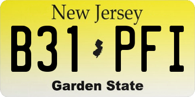 NJ license plate B31PFI