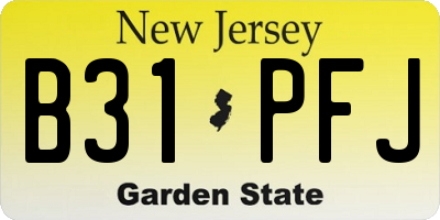NJ license plate B31PFJ
