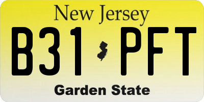 NJ license plate B31PFT