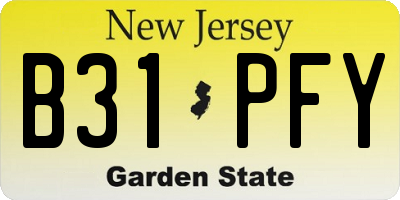NJ license plate B31PFY