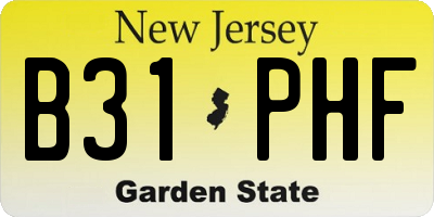 NJ license plate B31PHF