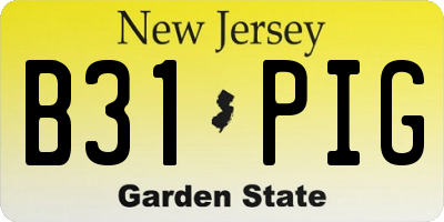 NJ license plate B31PIG