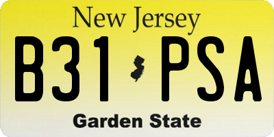 NJ license plate B31PSA