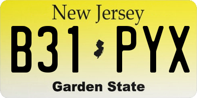NJ license plate B31PYX
