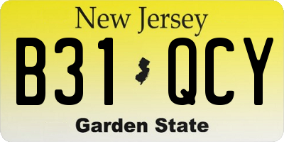 NJ license plate B31QCY