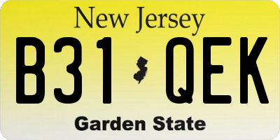 NJ license plate B31QEK