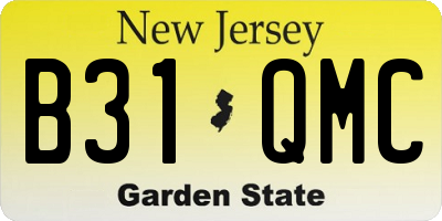 NJ license plate B31QMC