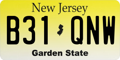 NJ license plate B31QNW