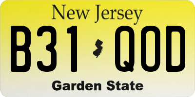 NJ license plate B31QOD