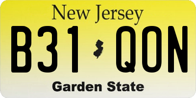 NJ license plate B31QON