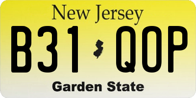 NJ license plate B31QOP